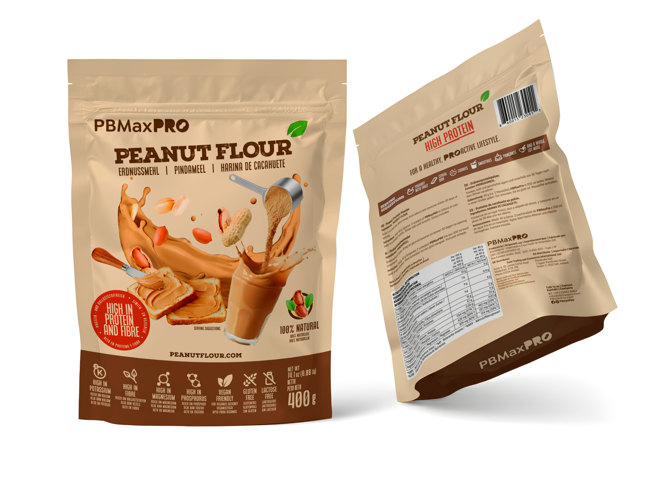 PBMaxPro Peanut Flour 100% 400gr Pouch UK - Image 3